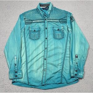 Roar Signature Shirt Mens XL Blue Sarge II Embroidered Long Sleeve Button Up